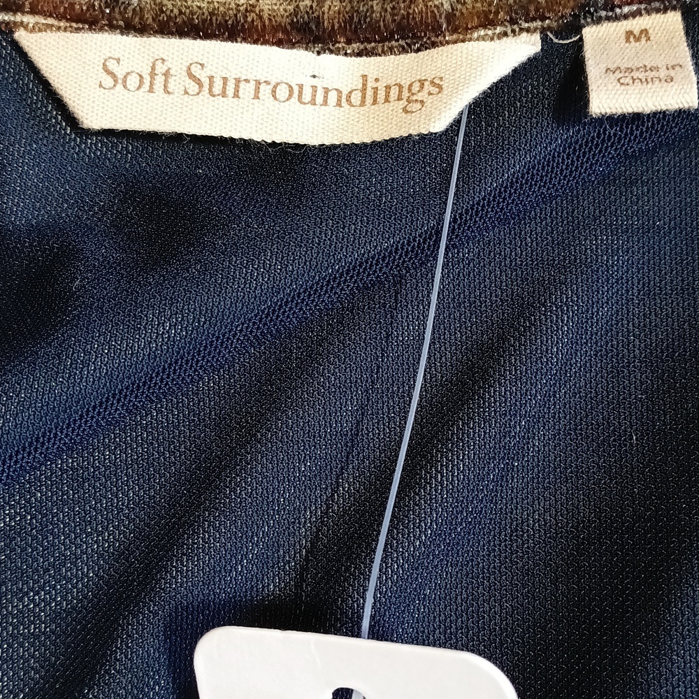 New Soft surroundings Brushed Velvet Brown Blue Multicolor Wrap Top Medium - Picture 8 of 10